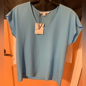 Diane von Furstenberg Acedia Crepe top, Cornflower blue, M, NWT